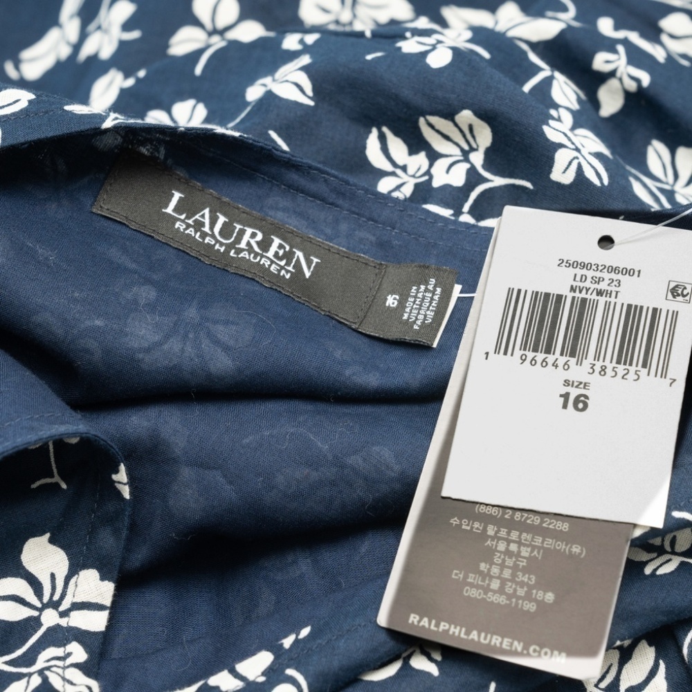 Lauren Ralph Lauren. 80s Puff Sleeve Floral Cotton Voile Dress. - Picture 5 of 13